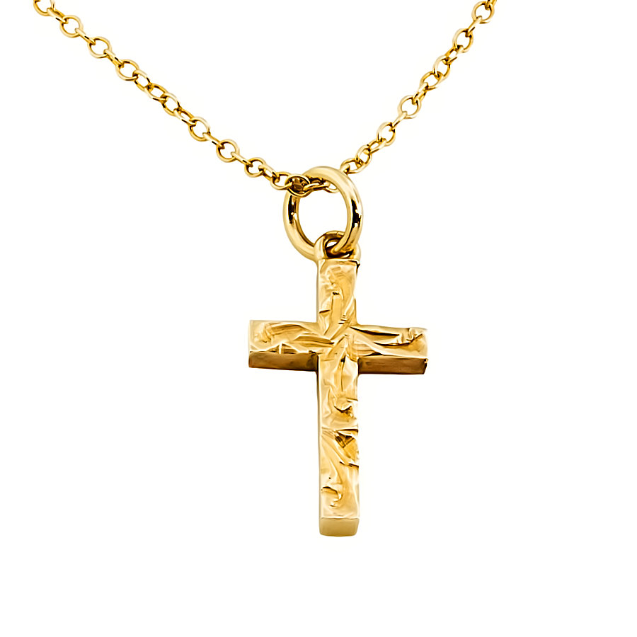 Second Hand 9ct Gold 2g 18 inch Cross Pendant with Chain